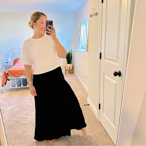 Vintage Zelda Black Elastic Waist Maxi Skirt Large